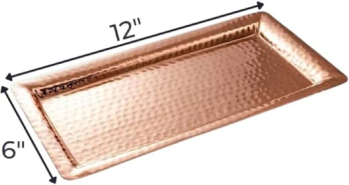 Monarch Abode Decorative Tray – 12-Inch Hand Hammered Copper Plated Metal - Image 2