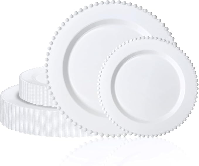 U-QE 60PCS White Plastic Plates by U-QE