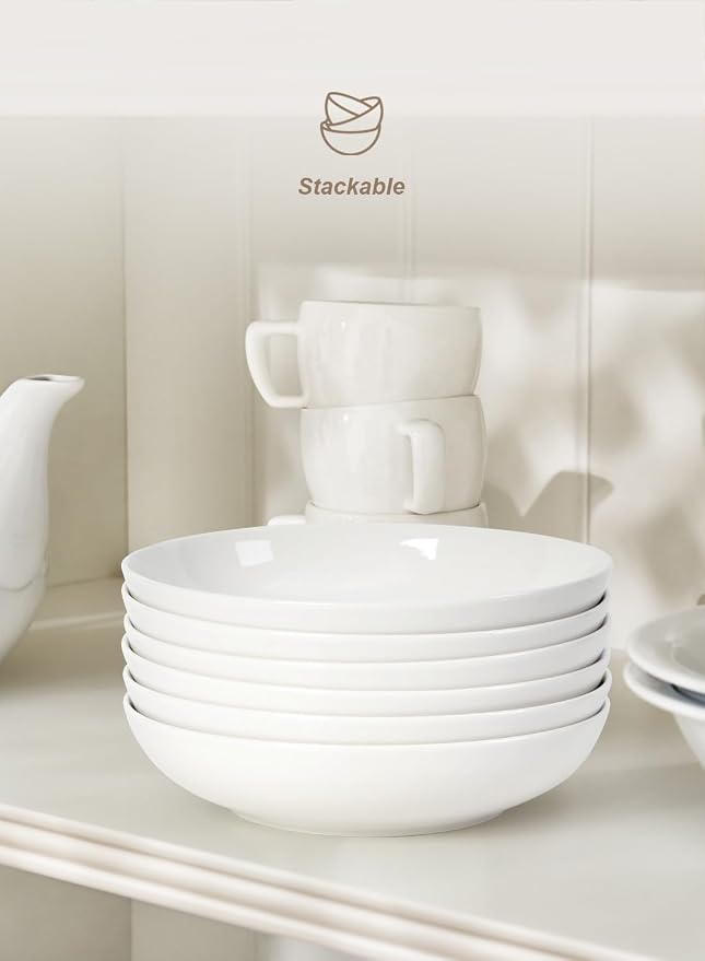 Quatish Pasta Bowls 30oz Set of 6, Salad Bowls Soup Bowl - Image 5