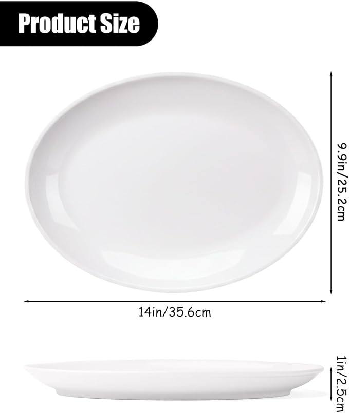 Melamine Dinner Plates, 12 Pack Melamine Oval Platter White Serving Tray - Image 2