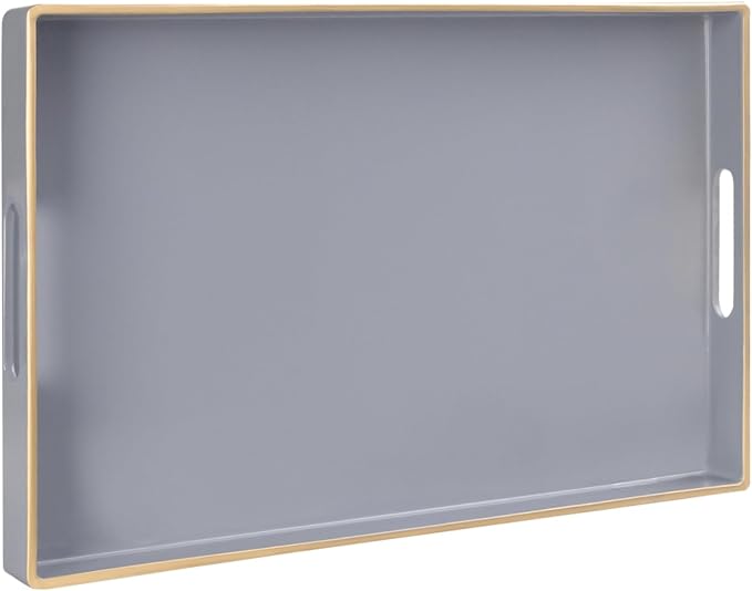 Gray Serving Tray with Handles, Modern Grey Decorative Tray by MAONAME