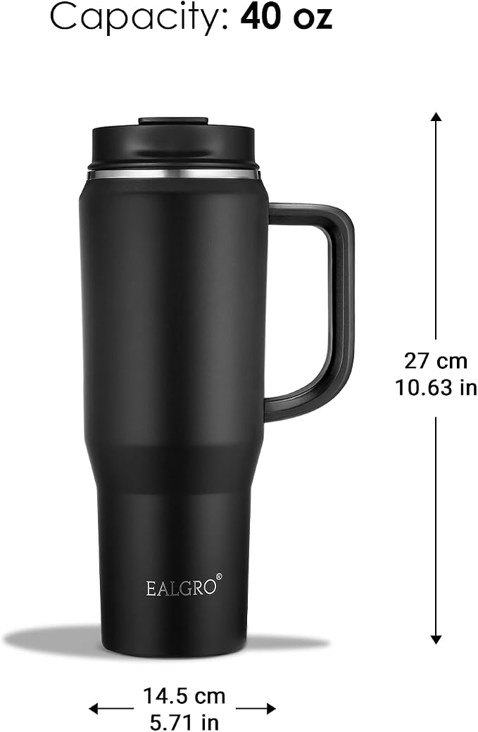EALGRO 40 oz Tumbler with Handle, Insulated Tumblers with Lid and Straw | - Image 4