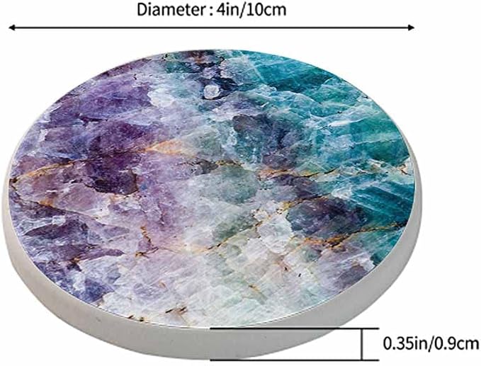 oFloral Purple Blue Coasters for Drinks Nature Stone Crystal Pattern Cups Place - Image 2