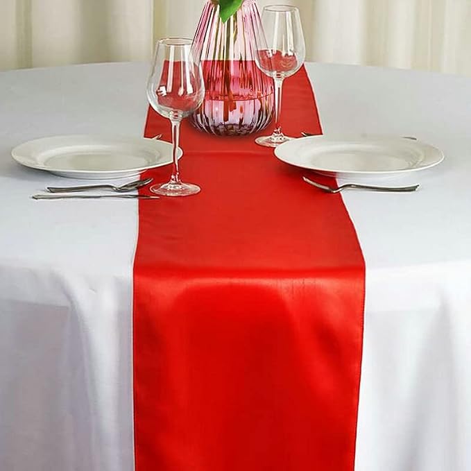 12 Pack Red Table Runners, Satin Table Runner 12x108 Inches Long, Silk and - Image 2