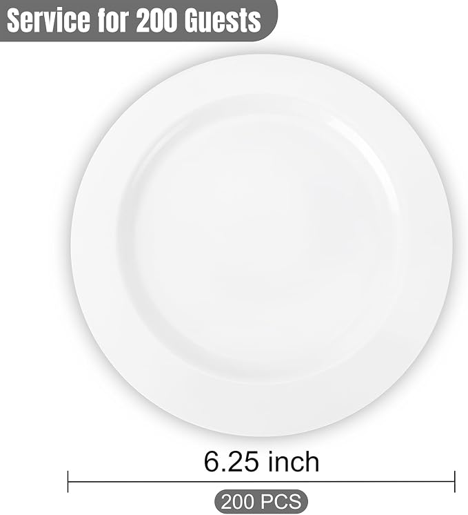 bUCLA 200PCS White Plastic Plates - Image 2