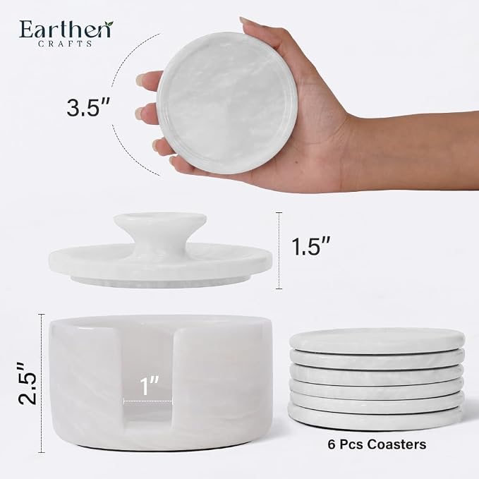 White Marble Coasters Set of 6 - Image 3