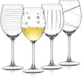 Joeyan Hand Blown Etched Red and White Wine Glasses, Stemmed Glasses by JoeyanHousehold