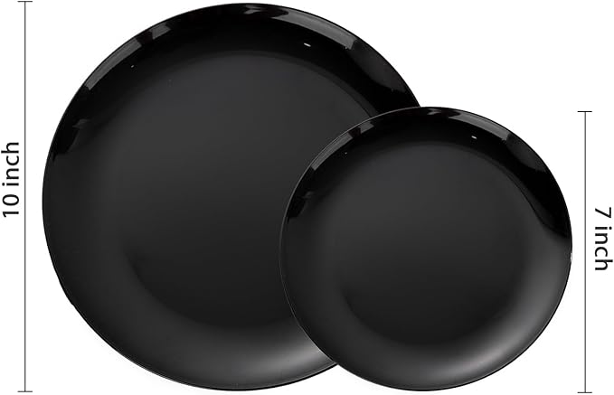 PULOTE 200PCS Black Plastic Plates - Image 2