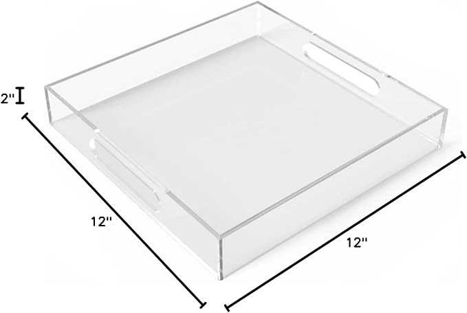 Acrylic Serving Tray with Handles -Spill Proof- Clear Decorative Tray - Image 10