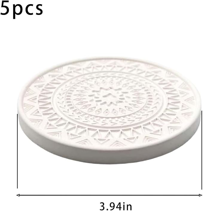 5 Pack Absorbent Stone Coasters, Quick-Drying Diatomaceous Earth Drink Coasters - Image 2