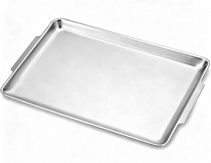 16.3" x 11" Large Serving Platters, Stainless Steel Heavy-Duty Large Serving by SANQIAHOME
