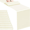 10-Pack Ivory 12 x 108 inches Long Premium Satin Table Runner | Wedding by REWOMC