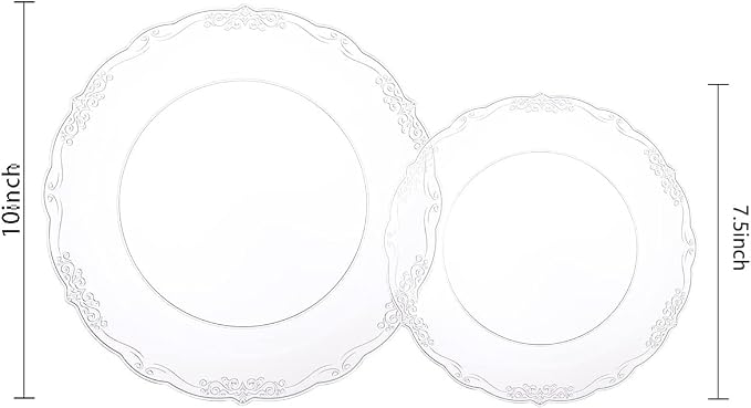 U-QE 100 Pieces Clear Plastic Plates - Image 2
