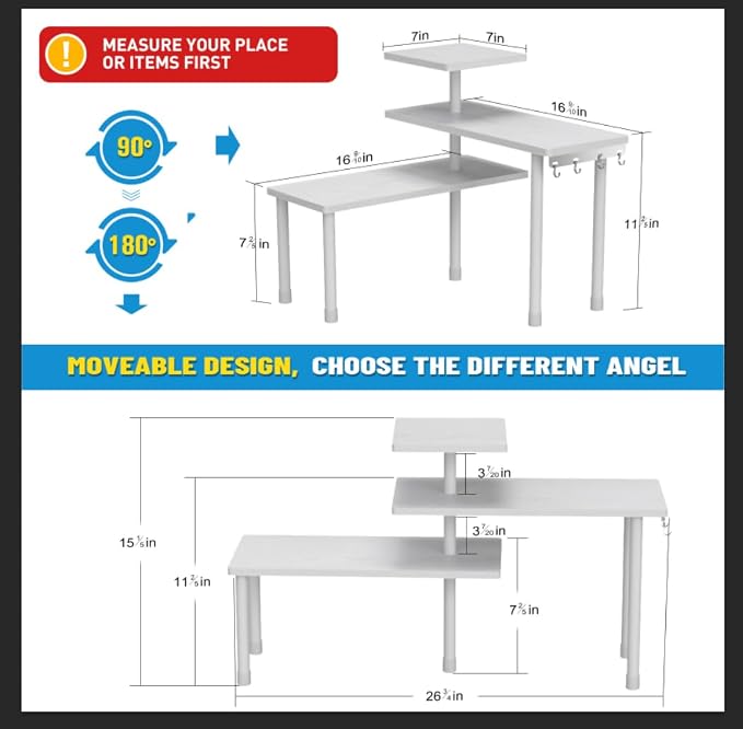 JayRex 3-Tier Bathroom Countertop Corner Shelf Organizer, skincare and - Image 2