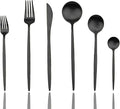 JASHII Luxury Black Flatware, 24-pieces Elegant Cute 18/10 Stainless Steel by JASHII