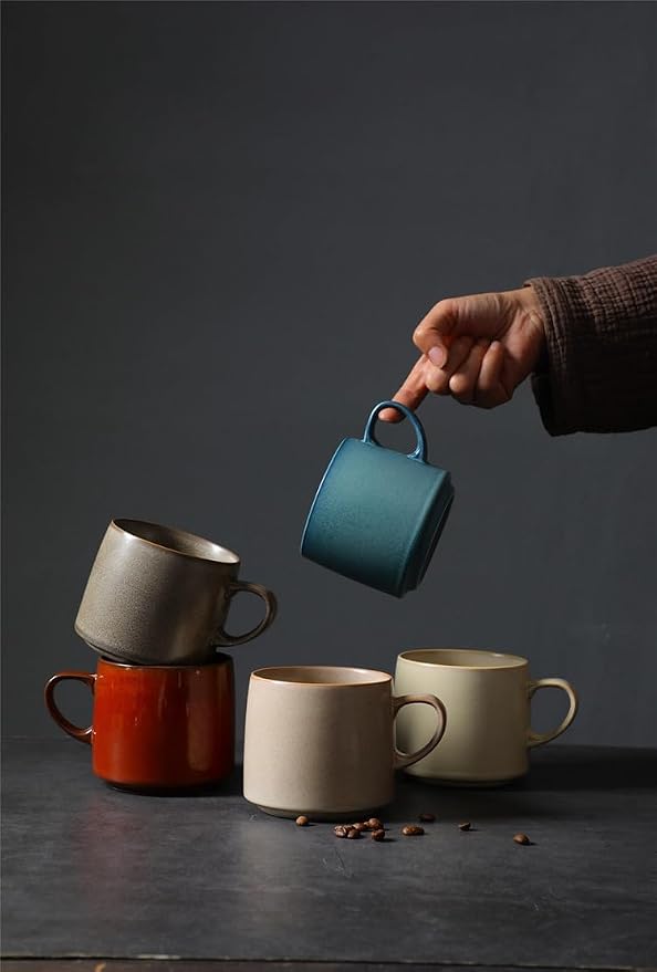 12oz Japanese Style Minimalistic Asian Rustic Reactive Glaze Ceramic Pottery - Image 6
