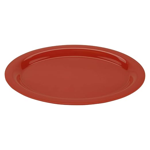 GET 13 1/2" x 10 1/4" Orange Oval Melamine Dinner Plate | Dishwasher safe by Unknown