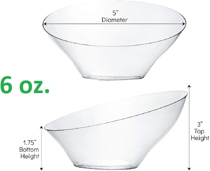 PLASTICPRO Disposable Angled Plastic Bowls Round Small Serving Bowl, Elegant - Image 2
