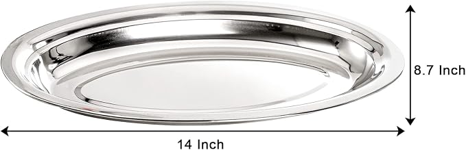 6 Pack Stainless Steel Oval Platter, Heavy Duty Mirror Polish Large Sizzling - Image 2
