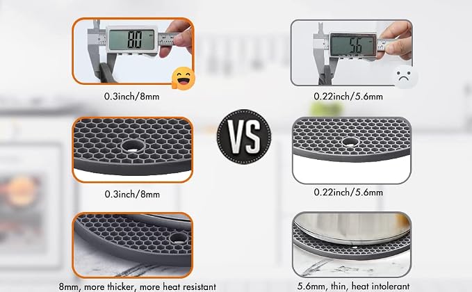 Silicone Trivets for Hot Pots and Pans, 0.31" Thick Trivet Mat for Hot Dishes - Image 4