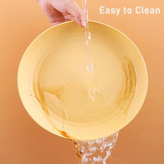 K Y KANGYUN 10 Inch Unbreakable Wheat Straw Dinner Plates, BPA Free - Image 9
