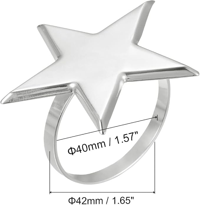 uxcell Metal Napkin Rings Set of 6, Star Napkin Ring Holder Buckle - Image 2
