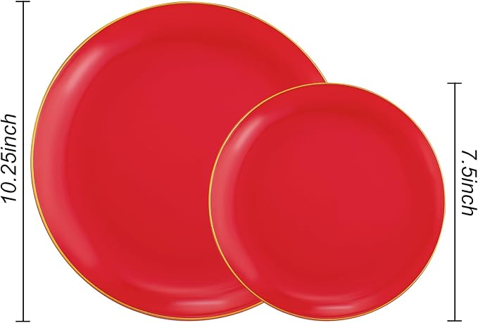 PULOTE 100PCS Red Plastic Plates Disposable Heavy Duty - Image 2