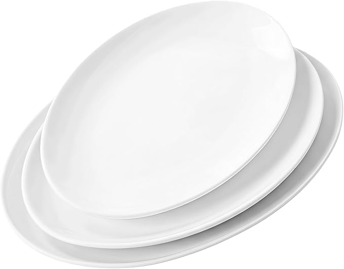 White Serving Platters Set of 3, 15.5/14/12 Inch Oval Serving Dishes - Image 9