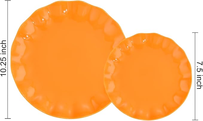 LIYH 24Pcs Orange Plastic Plates Reusable, Dinner And Salad Set - Image 9