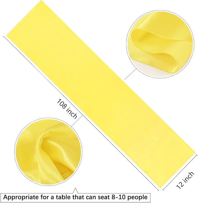 Yellow Table Runners 20 Pack 12x108 inch Silk Satin Smooth Fabric | Satin Table - Image 4