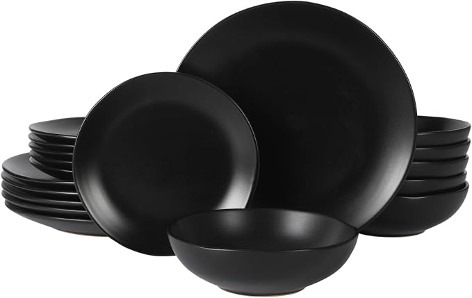 Gibson Home Bethel 18 Piece Plates and Bowls Ceramic Stoneware Organic Shape by GibsonHomewares