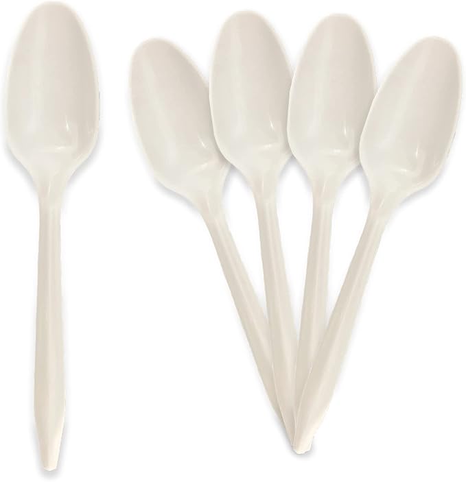 PAMI Medium Weight Disposable Plastic Teaspoons, Bulk Pack - Image 2