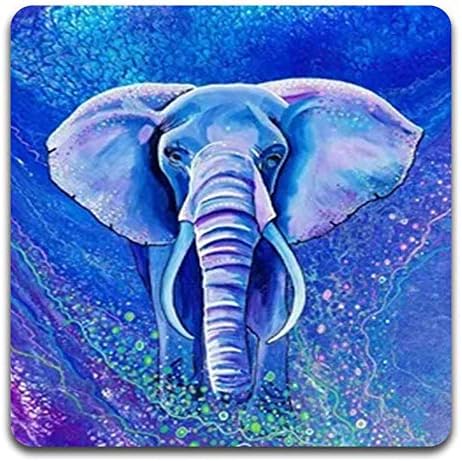 Watercolor Hand Drawn Elephant Square Coaster Set of 4 | Square Coaster Set - Image 5