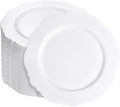 60pcs White Plastic Dessert Plates -7.5inch Baroque White Disposable by WDF