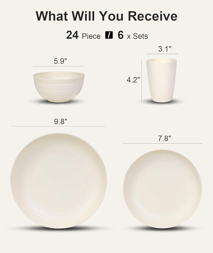 Quatish 24 Piece Plates and Bowls Sets - Image 2