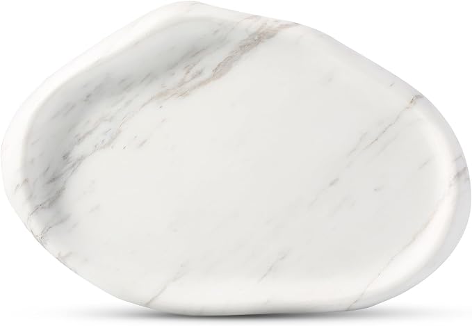 Luxurious Natural White Marble Vanity Tray, Cloud Shape Serving Stone Key Tray by Koville