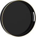13" Black Decorative Tray, Plastic Round Serving Tray by MAONAME