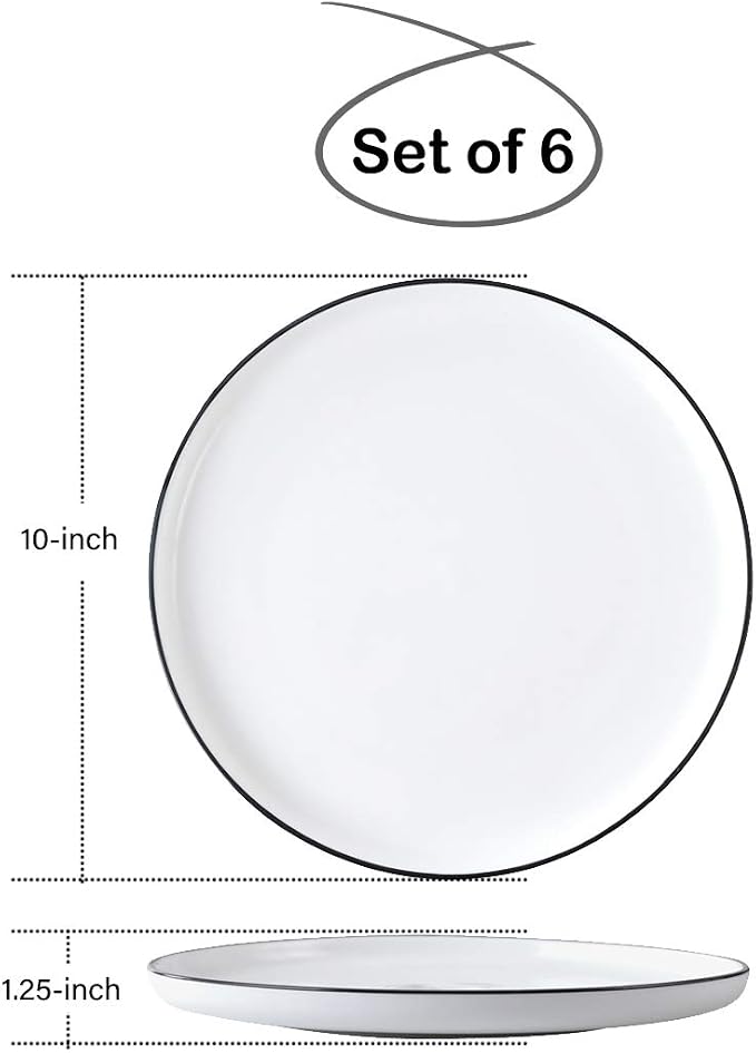 10 Inch Porcelain Dinner Plates, Elegant White - Image 2