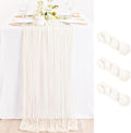 3 Pack Ivory White Cheesecloth Table Runner Rustic Gauze Centerpiece | by MLMC