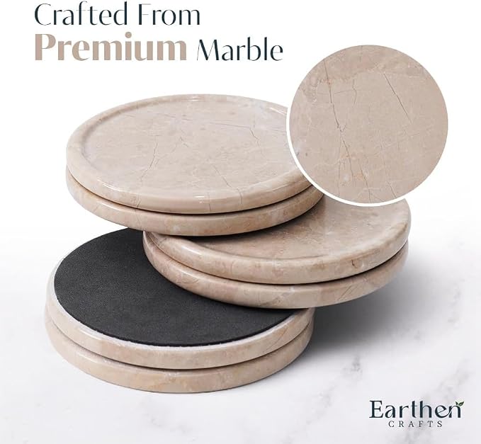 Beige Marble Coasters Set of 6 - Image 4