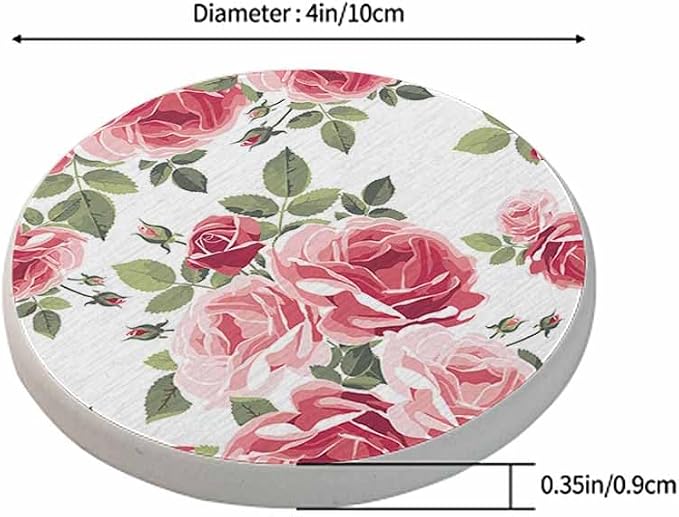oFloral Pink Rose Coasters for Drinks Nature Vintage Spring Romance Chic Drink - Image 2