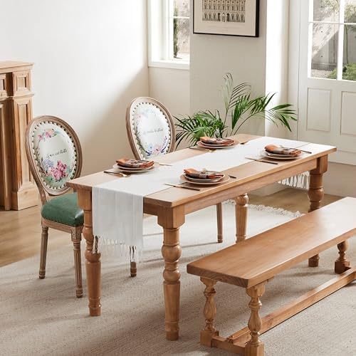Braided Farmhouse Table Runner, Braided White 13x72 Inch, Cotton Linen Table - Image 3