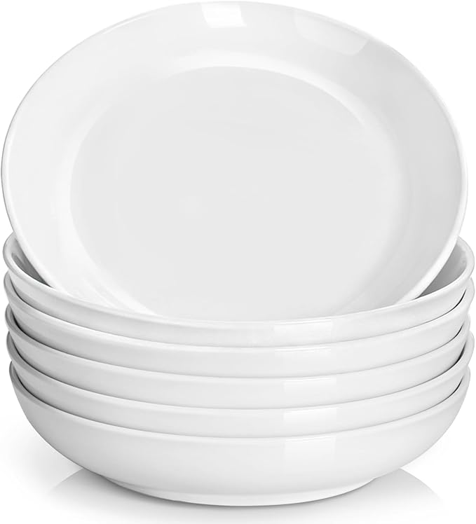 Y YHY 7.8'' Pasta Bowls for Small Portions, 22 Ounce Salad White Bowl Plates by YYHY