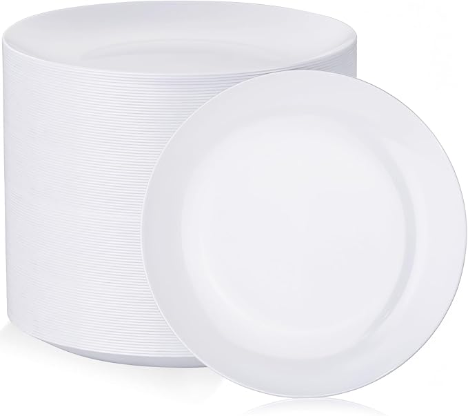 Nervure 100PCS White Plastic Plates by Nervure