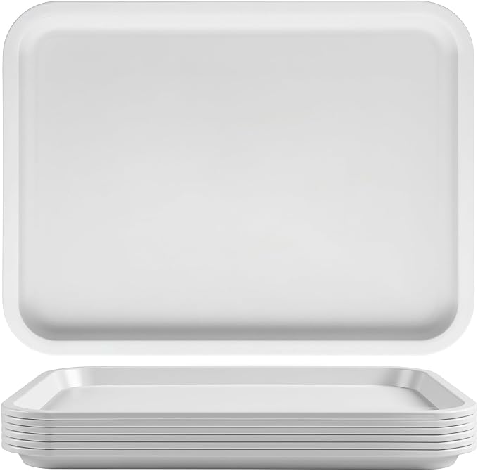 Gerrii 6 Pcs Plastic Fast Food Trays Bulk Restaurant Serving Cafeteria Tray by Gerrii