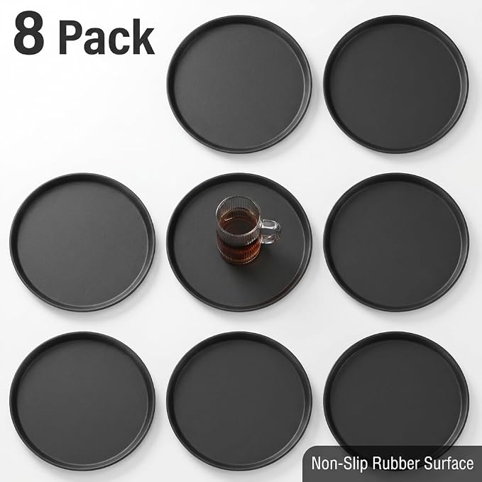 QWORK 16" Round Non-Slip Tray, 8 Pack Restaurant Serving Trays - Image 3