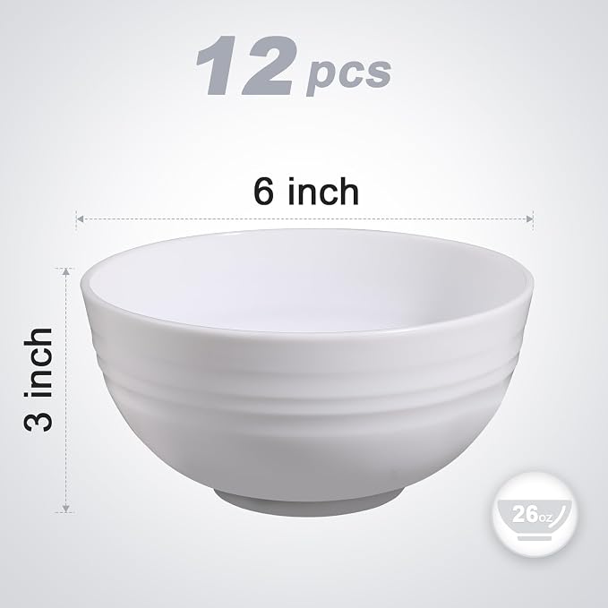 12 Pcs Unbreakable Cereal Bowls Set, 26 Oz Wheat Straw Bowls Set, Microwave & - Image 2