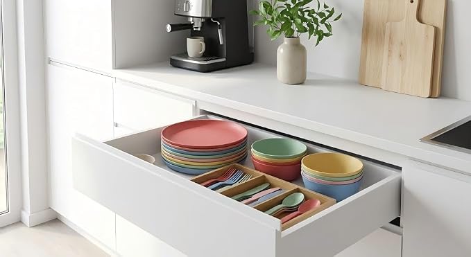 8 PCS Wheat Straw Plates, Kaloo 7.7 Inch Melamine Reusable Plastic Unbreakable - Image 5