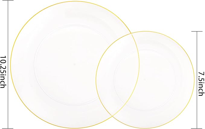 PULOTE 100PCS Clear and Gold Plastic Plates - Image 2