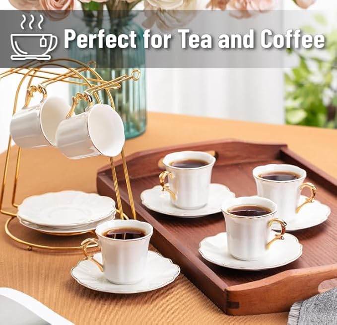 BTaT- Porcelain Espresso Cups Set, 3 oz, 6 Set, Small Coffee Mugs - Image 6